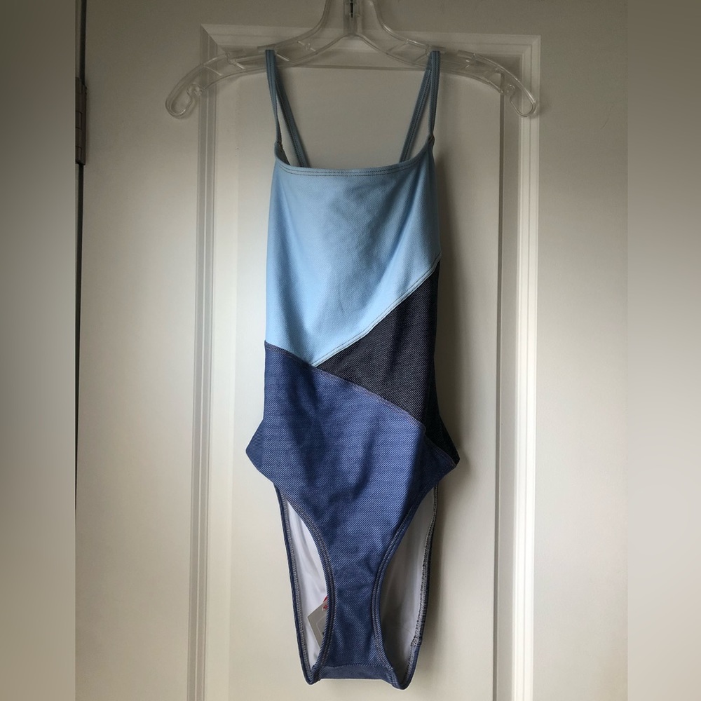 Solid & Striped Gabby Denim Patchwork Swimsuit - medium